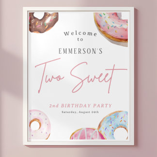 Poster Cartaz de Boas-Vindas de 2º Aniversário Two Sweet