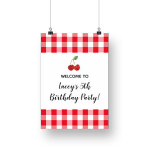 Poster Cartaz de Boas-Vindas de Aniversário Cereja Doce