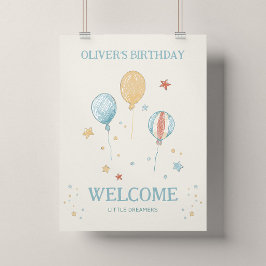 Poster Cartaz de Boas-Vindas de Aniversário com Balão e E