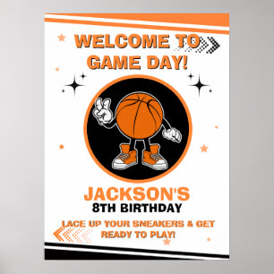 Poster Cartaz de Boas-Vindas de Aniversário de Basquete J
