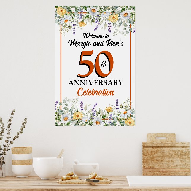 Poster Cartaz de Boas-Vindas de Aniversário de Ouro de 50 (Cozinha)