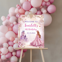 Poster Cartaz de Boas-Vindas de Aniversário Princesa Rosa