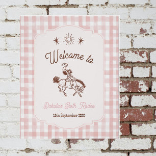 Pôster Cartaz de Boas-Vindas de Aniversário Rosa Rodeio C