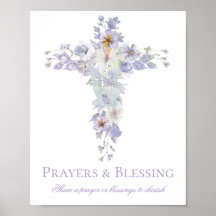 Cartaz de Boas-Vindas de Batismo com Cruz Floral d