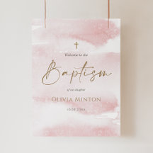 Cartaz de Boas-Vindas de Batismo de Menina em Aqua