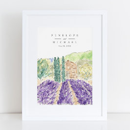 Poster Cartaz de Boas-Vindas de Campos de Lavanda em Aqua
