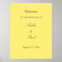 Cartaz de Boas-Vindas de Casamento Amarelo Manteig
