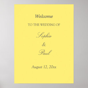 Poster Cartaz de Boas-Vindas de Casamento Amarelo Manteig