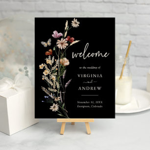 Poster Cartaz de Boas-Vindas de Casamento Boho Preto