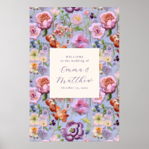 Poster Cartaz de Boas-Vindas de Casamento com Bordado Gra