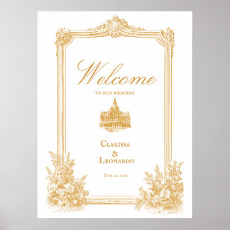 Poster Cartaz de Boas-Vindas de Casamento com Bordas Orna