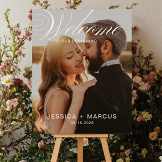 Poster Cartaz de Boas-Vindas de Casamento com Caligrafia
