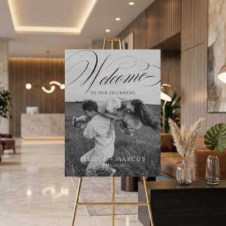 Poster Cartaz de Boas-Vindas de Casamento com Caligrafia
