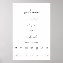 Poster Cartaz de Boas-Vindas de Casamento com Caligrafia 