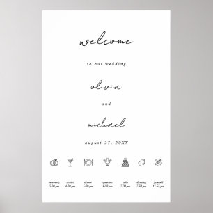 Poster Cartaz de Boas-Vindas de Casamento com Caligrafia