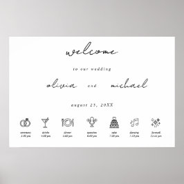 Poster Cartaz de Boas-Vindas de Casamento com Caligrafia 
