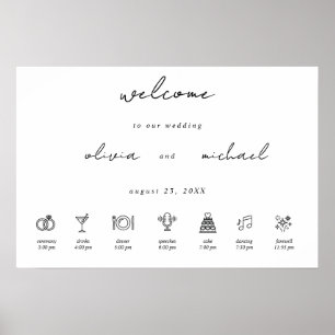 Poster Cartaz de Boas-Vindas de Casamento com Caligrafia