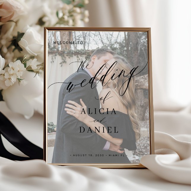 Poster cartaz de boas-vindas de casamento com foto (Criador carregado)