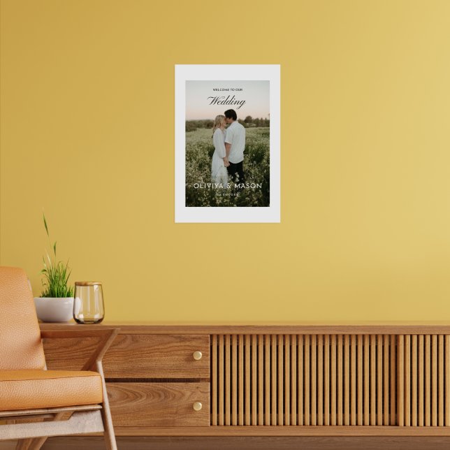 Poster Cartaz de Boas-Vindas de Casamento com Foto Branco (Sala de Estar 2)