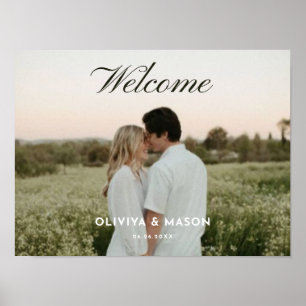 Poster Cartaz de Boas-Vindas de Casamento com Foto em Let