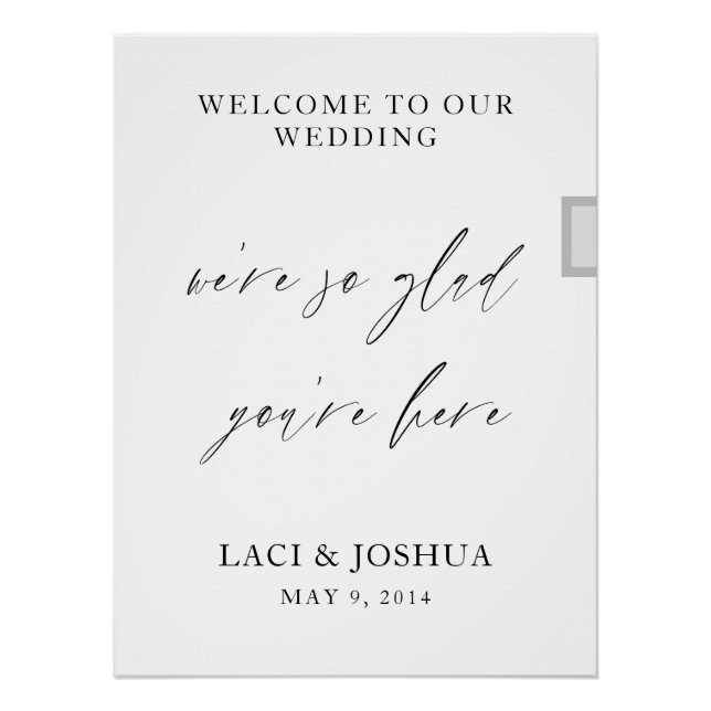 Pôster Cartaz de Boas-Vindas de Casamento com Letra Elega (Frente)