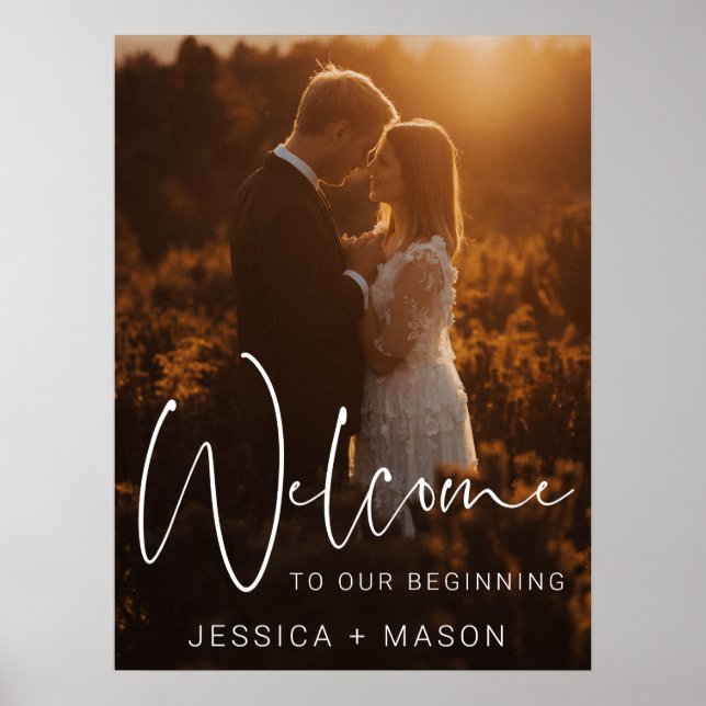 Poster Cartaz de Boas-Vindas de Casamento com Letra Moder (Frente)
