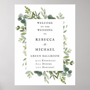 Poster Cartaz de Boas-Vindas de Casamento com Vegetação E