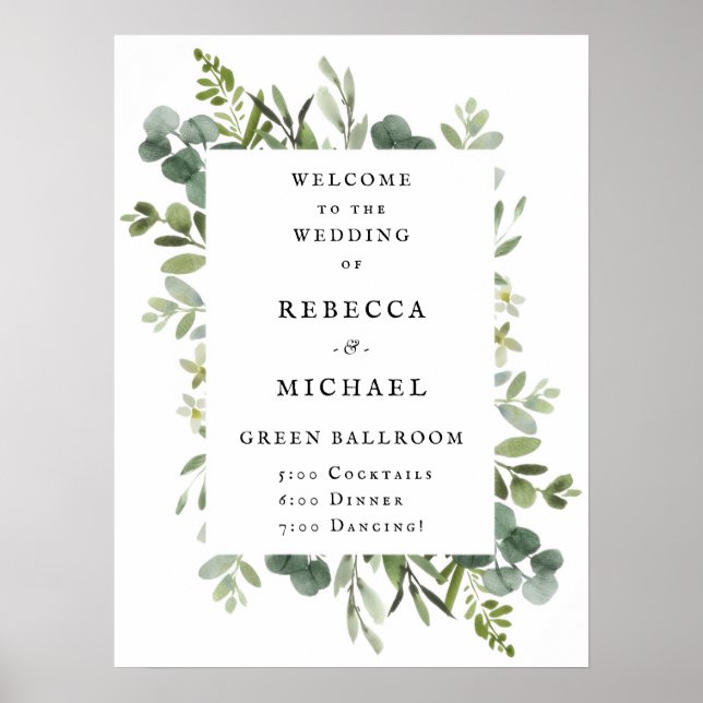 Poster Cartaz de Boas-Vindas de Casamento com Vegetação E (Frente)