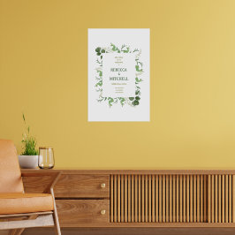 Poster Cartaz de Boas-Vindas de Casamento com Vegetação E