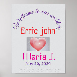Poster Cartaz de Boas-Vindas de Casamento Edição Sinal de