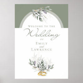 Poster Cartaz de Boas-Vindas de Casamento em Verde Salvia