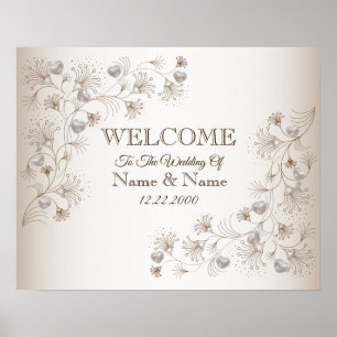 Poster Cartaz de Boas-Vindas de Casamento Festa Floral Po