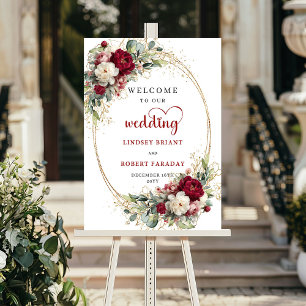 Poster Cartaz de Boas-Vindas de Casamento Floral Romântic