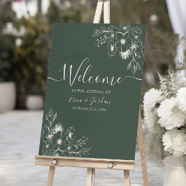 Poster Cartaz de Boas-Vindas de Casamento Floral Vintage