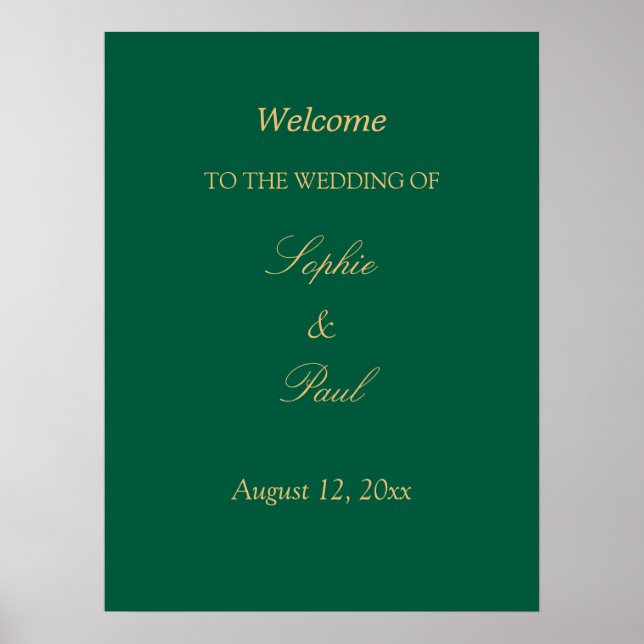 Poster Cartaz de Boas-Vindas de Casamento Hunter Verde Be (Frente)