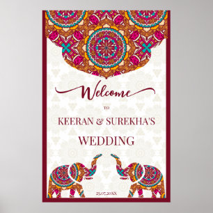 Poster cartaz de boas-vindas de casamento indiano com ele