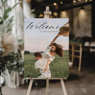 Poster Cartaz de Boas-Vindas de Casamento Limpo com Foto