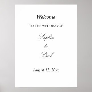 Poster Cartaz de Boas-Vindas de Casamento Minimalista Ele