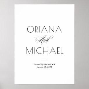 Poster Cartaz de Boas-Vindas de Casamento Minimalista Ele