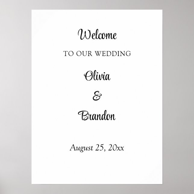 Poster Cartaz de Boas-Vindas de Casamento Minimalista Sim (Frente)