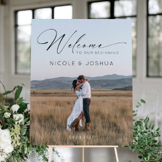 Poster Cartaz de Boas-Vindas de Casamento Moderno com Fot