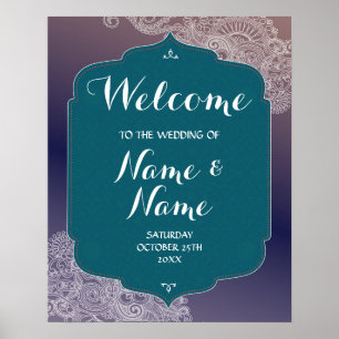 Poster Cartaz de Boas-Vindas de Casamento Noites Árabes C