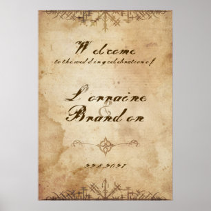 Poster Cartaz de Boas-Vindas de Casamento Viking Nórdico