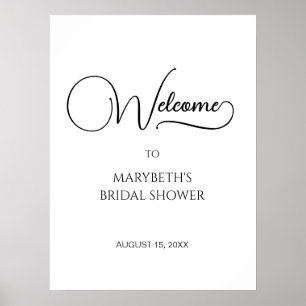 Poster Cartaz de Boas-Vindas de Chá de Noiva com Rótulo S