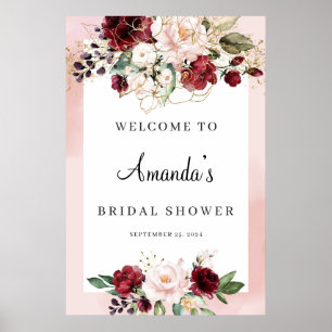 Poster Cartaz de Boas-Vindas de Chuva de Noiva Floral Bor