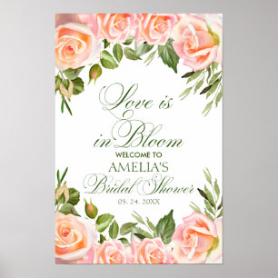 Poster Cartaz de Boas-Vindas de Chuveiro de Noiva Floral 