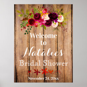 Poster Cartaz de Boas-Vindas de Chuveiro de Noiva Floral