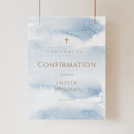 Poster Cartaz de Boas-Vindas de Confirmação Menino Aquare