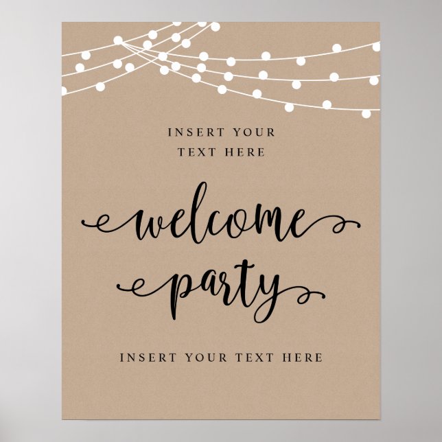 Poster Cartaz de Boas-Vindas de Festa em Rustic Moderno (Frente)