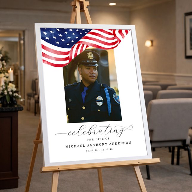 Poster Cartaz de Boas-Vindas de Funeral com Bandeira Amer (Criador carregado)